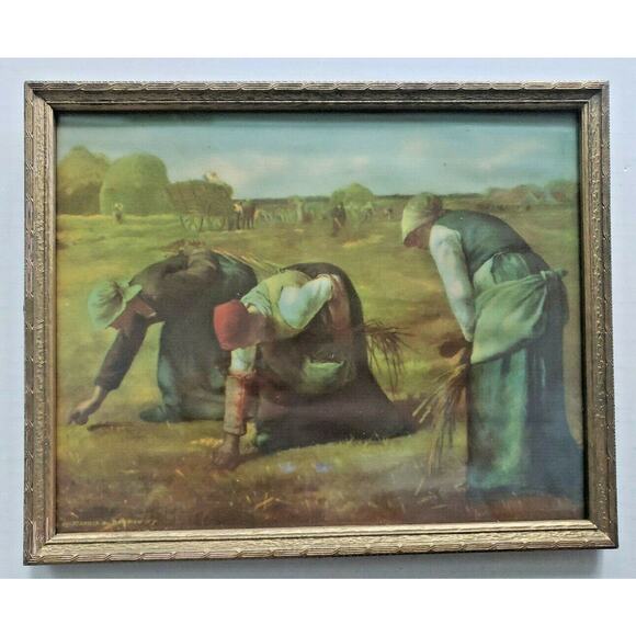 Lithograph Morris & Bendien N.Y. 3 Women Harvesting Antique 10.5